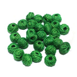 Cotton Thread Round Beads Green 12x8 mm
