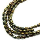 5 Strings Glass Oval Beads ( GD ) 4 mm