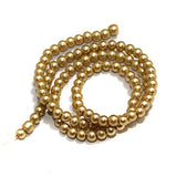 4mm Golden Glass Pearl Beads