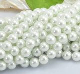 10mm Glass Pearl Round Beads White