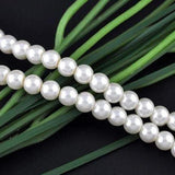 10mm Glass Pearl Round Beads White