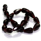 20 Hand Cut Faceted Glass Drop Beads 15x10mm Maroon