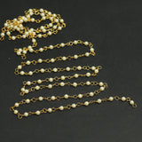3mm Acrylic Pearl Beaded Aati Chain in Long Lasting Brass Wire