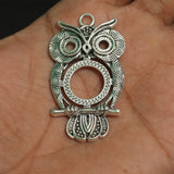 5 Pcs, 2 Inch German Silver Owl Pendant Base