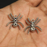 10 Pcs German Silver Spider Charms 0.75 Inch