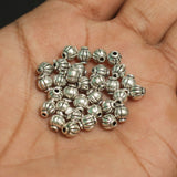 100 Pcs 6x4mm German Silver Kharbooza Beads