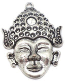 2 Pcs. German Silver Buddha Pendants 48x35mm