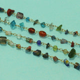 Multicolor Glass Chips Beaded Chain