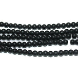 6mm, 5 Strings Round Glass Beads Black