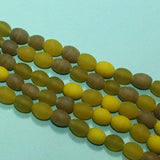 5 Strings 10x8mm Yellow Matte Finish Oval Glass Beads
