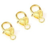 10 Pcs, 26X11mm Gold Finish Large Heart Lobster Clasps