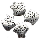 25 Metal Fish Beads Silver 35x32 mm