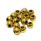 50 Pcs, 9x6mm Golden Brass Balls Beads
