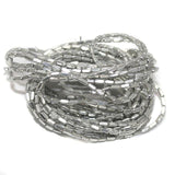 50 Gm Metal Hammered Rectangle Tube Beads Silver 4x2 mm