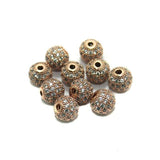 4 Pcs CZ Beads Round Copper 10mm