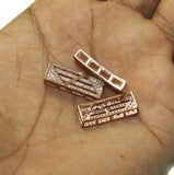 2 Pcs, 23x8mm CZ Stone Spacer Beads Rose Gold