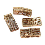 2 Pcs, 20x9mm CZ Stone Spacer Beads Rose Gold