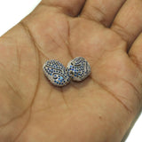 2 Pcs, 16x12mm CZ Stone Spacer Beads Silver