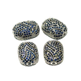 2 Pcs, 16x12mm CZ Stone Spacer Beads Silver