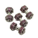 2 Pcs, 20x10mm CZ Stone Spacer Beads Silver