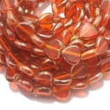 5 Strings Window Metallic Lining Heart Beads Orange 10 mm