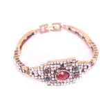 German Silver Tready Stone Bracelet Red And Green