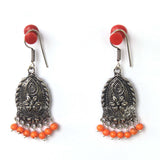 German Silver Beads Hanging Earring Orange