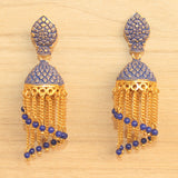 Meenakari Dangler Jhumka Earrings Blue