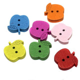 50 Wooden Buttons Apple Assorted Color 15mm