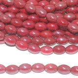 1 String 10x7mm Red Luster Oval Glass beads