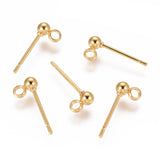 304 Stainless Steel  Micro Plated Gold Ear Stud Components 14x3mm