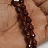 36+Pcs, 13x8mm Maroon Glass Faceted Crystal Drop Beads