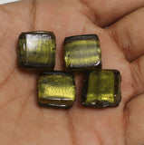 15mm Glass Silver Foil Square Beads