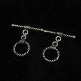 92.5 Sterling Silver 12mm Striped Toggle Clasps