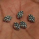 92.5 Sterling Silver Striped Bead 9x6mm