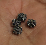 92.5 Sterling Silver 7mm Fine Rava Work Bead