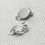 10 Pcs, Clip-on Earring Findings Flat Round Base Tray Blank Setting, Size 15x10mm