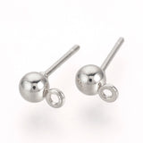 Ball Stud Earring Findings with Loop 6x4mm
