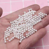 100 Gm Acrylic Pearl Beads Round White_ACPB-230