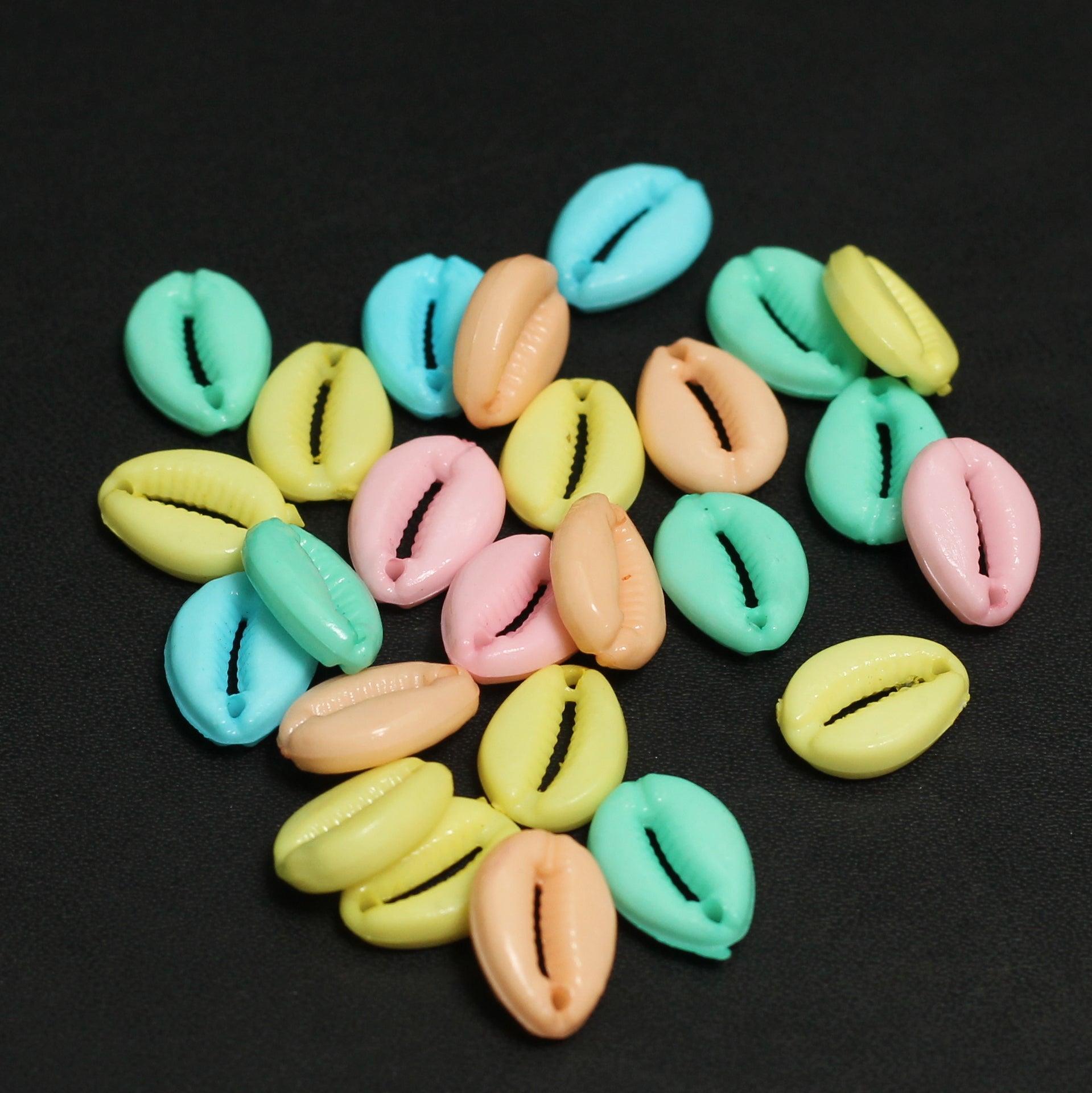 100 Gms, 14X10mm Acrylic Cowrie Beads MultiColor_ACRB-821-1