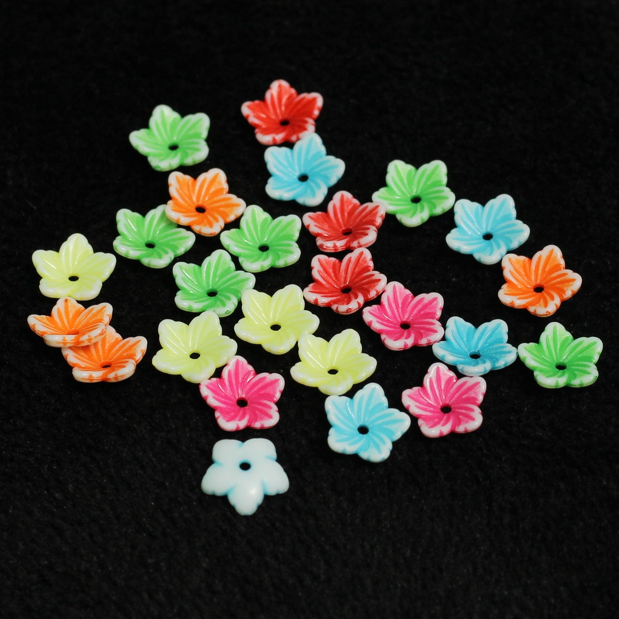 100 gm, 11x3mm Flower Acrylic Beads Assorted Color_ACRB-855