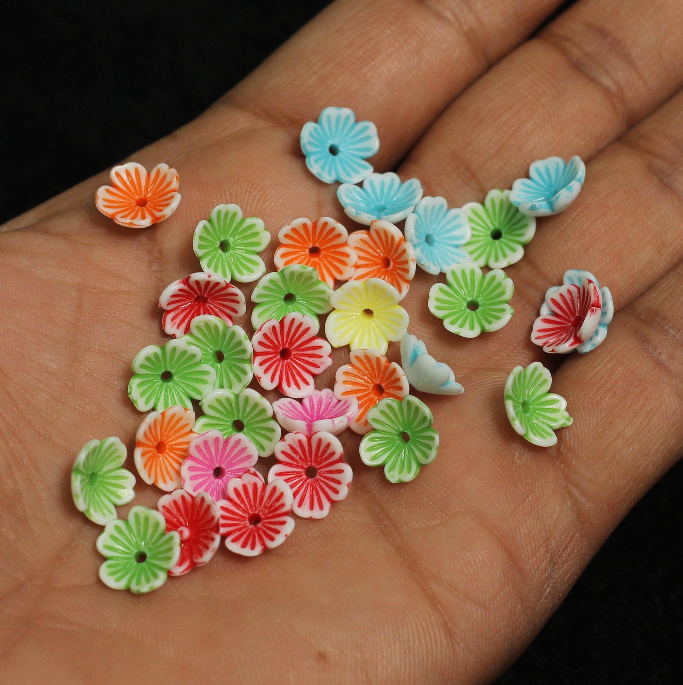 100 gm, 11x4mm Flower Acrylic Beads Assorted Color_ACRB-859_2