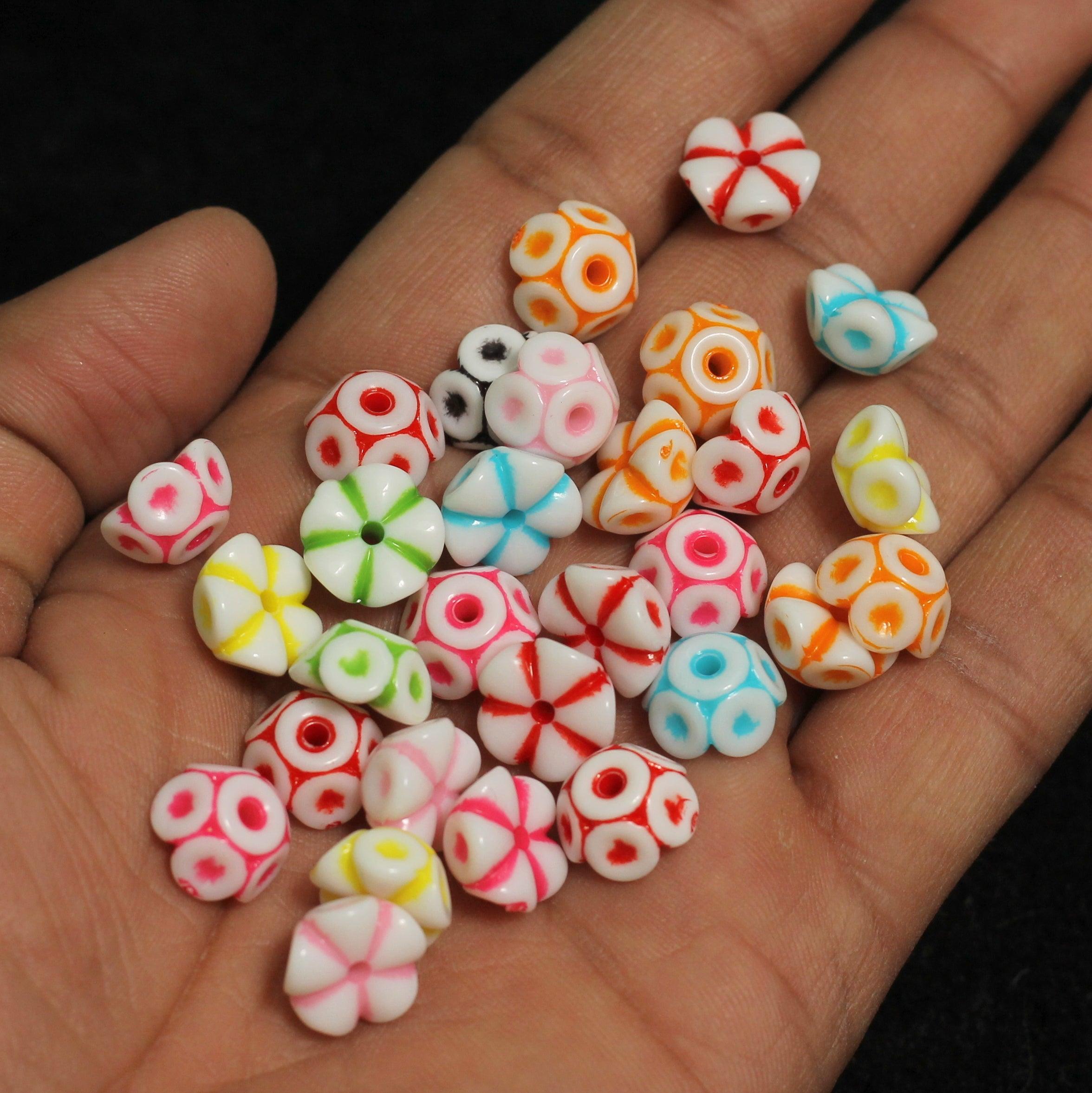100 gm, 12x6mm Flower Acrylic Beads Assorted Color_ACRB-847-1