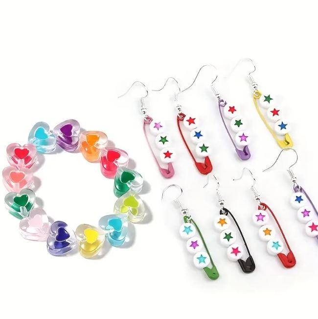 100 gm, 22x13mm Transparent Heart Acrylic Beads Assorted Color_ACRB-851-7