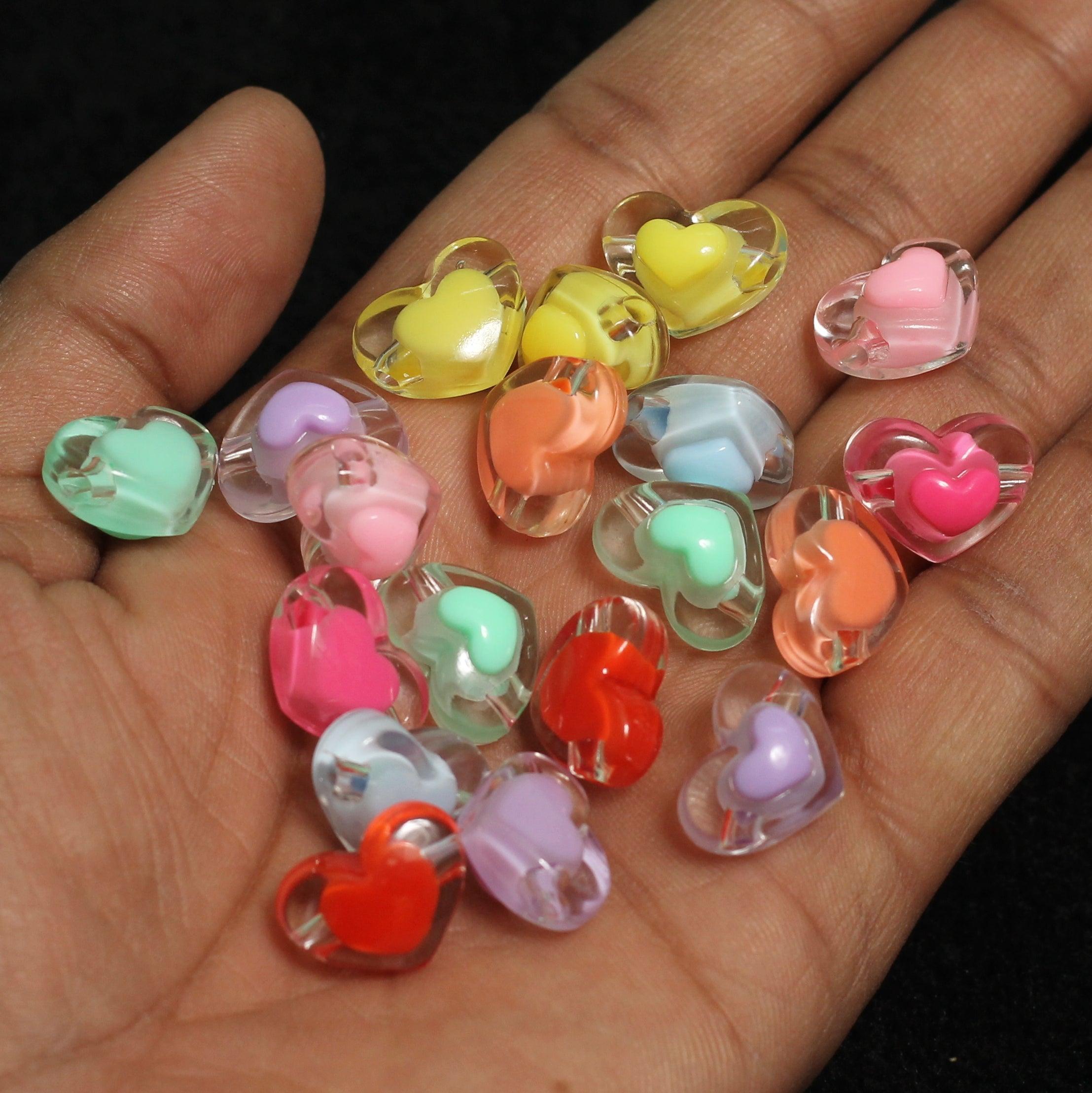 100 gm, 22x13mm Transparent Heart Acrylic Beads Assorted Color_ACRB-851_2