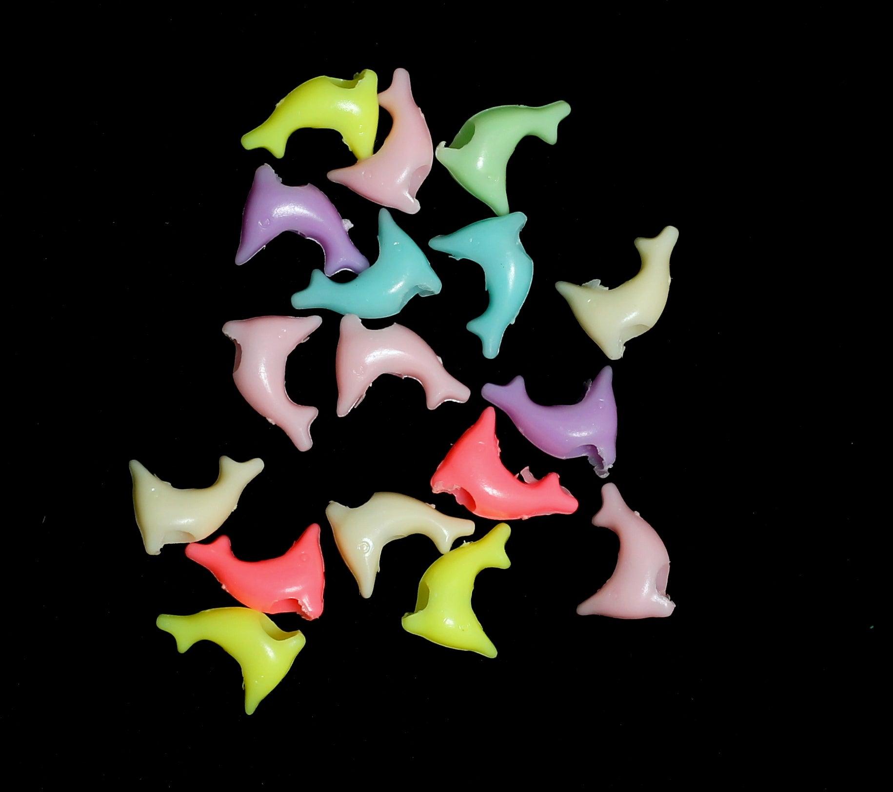 100 gm, 5x12mm Acrylic Dolphin Beads MultiColor_ACRB-836-1