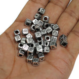 100 gm, Acrylic Square A to Z Alphabet Letter Beads 6mm_alp-07