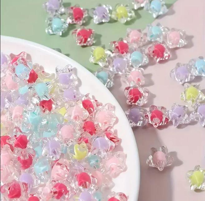 10mm Transparent Star Acrylic Beads Assorted Color_ACRB-852-1