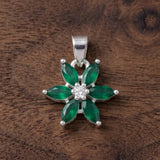 92.5 Sterling Silver Green Floral Bloom Pendant