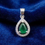 92.5 Sterling Silver Emerald Teardrop Pendant